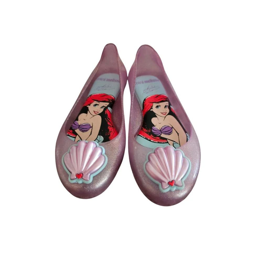 Mini Melissa Girls Sz 13 Sweet Love + Disney Princess Ariel flats
